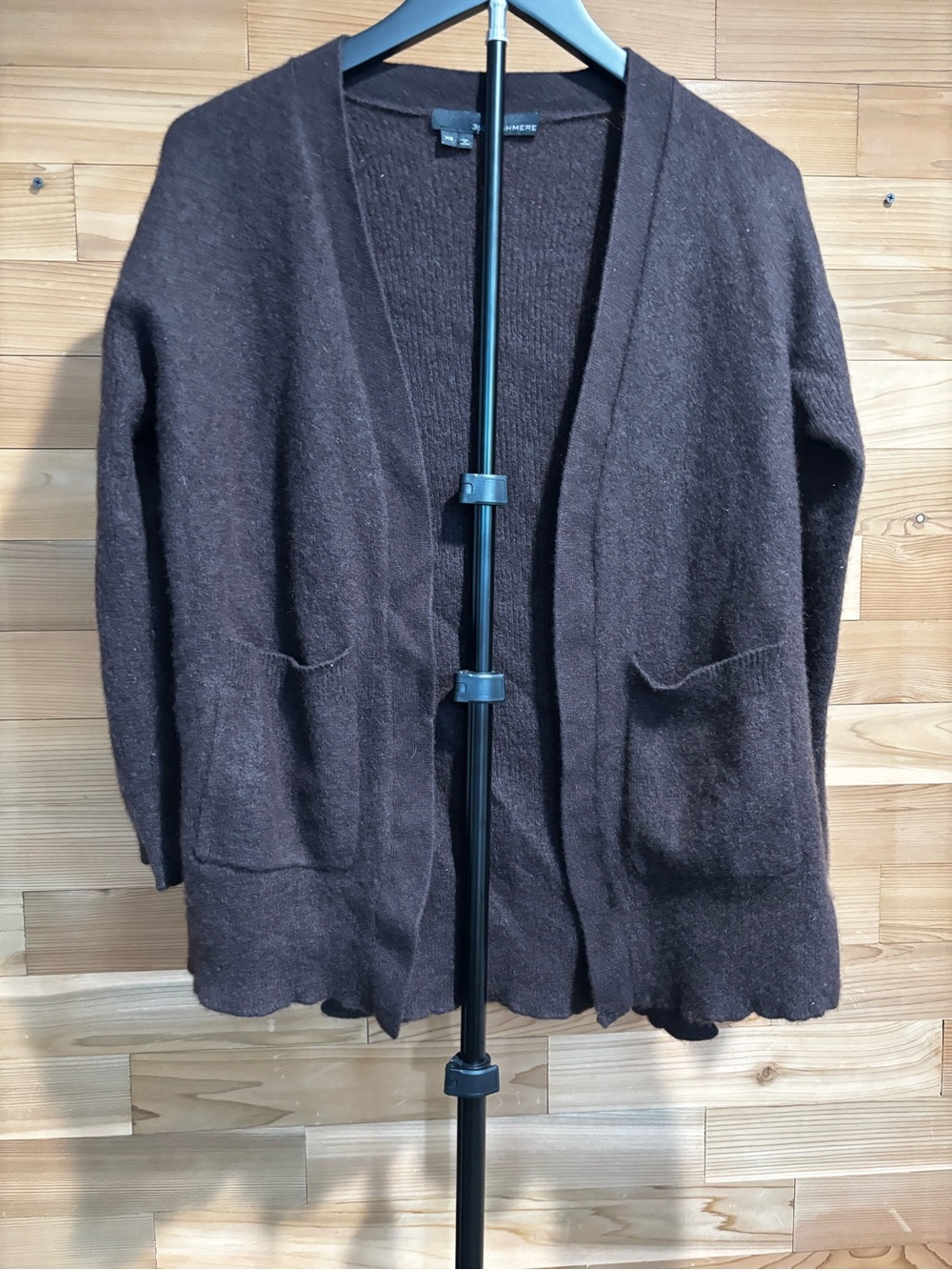 360 Cashmere Brown Open-Front Cashmere Cardigan